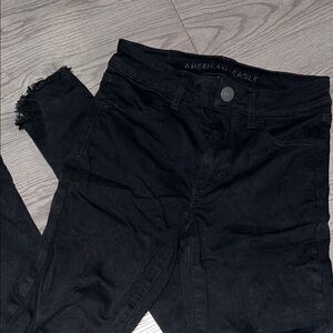 American Eagle Outfitters Women's Dark Jeans very distressed black
